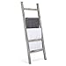 MyGift Wall-Leaning Rustic Gray Wood Ladder-Style Blanket Rack
