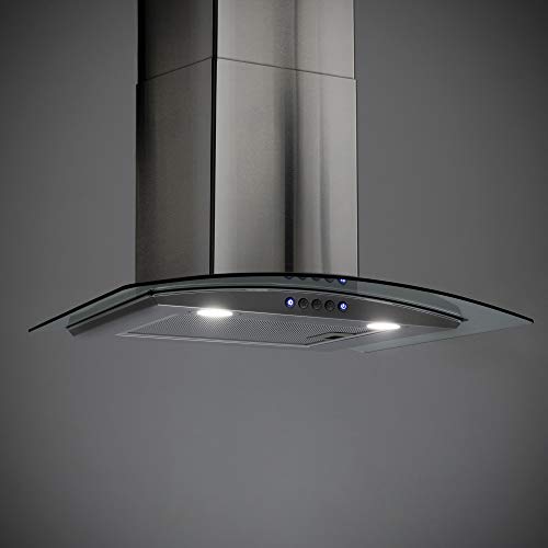 RecPro Curved Glass Range Hood Vent Hood Kitchen 24" Stainless