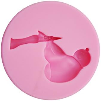 DeColorDulce Stork with Baby 3d Mold, Silicone, Pink, 16 x 10 x 3 cm