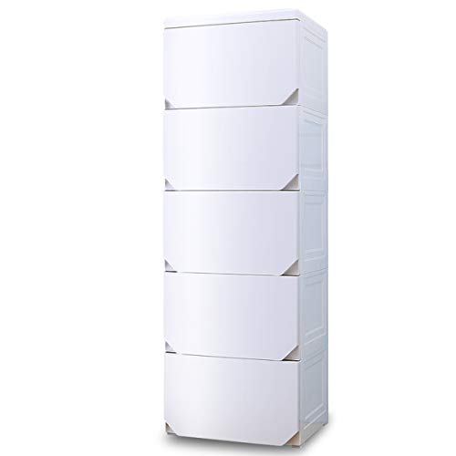 Nafenai Plastic Storage Cabinet 5 Drawers Narrow Tall Dresser