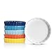 Sweese 505.002 Porcelain Ramekins Round Tart Pan Mini Fluted Quiche Dishes - 5 Ounce for Creme Brulee - Set of 6, Hot Assorted Colors