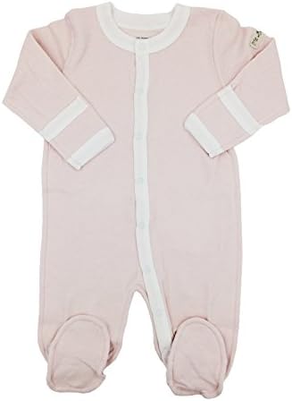 Little World Peas Organic Baby Girls Footed Bodysuits (3-6 months, Light Pink)