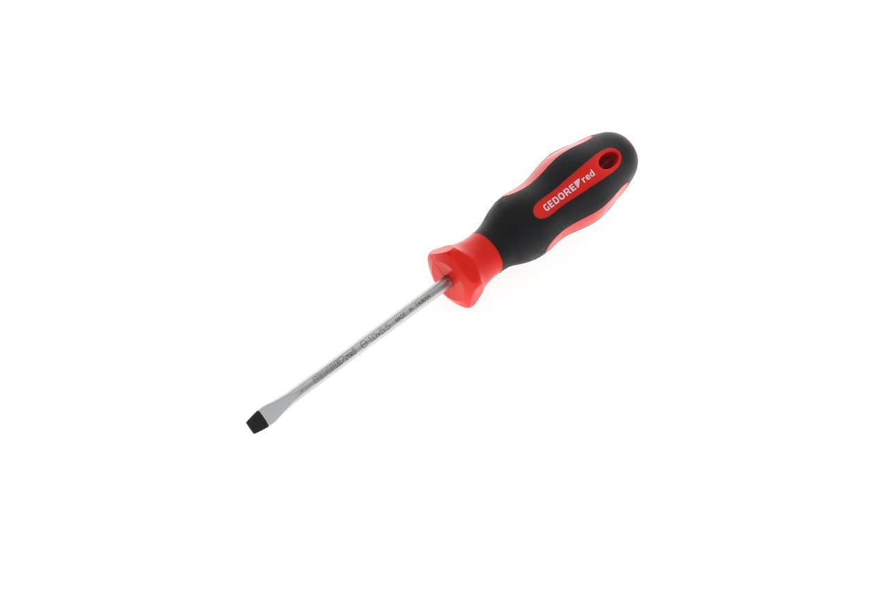 GEDORE Screwdriver slotted, Screwdriver, 2-component handle, length 200 mm, Tool, R38105519, Steel