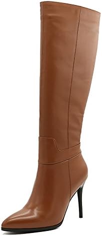 Amarantos Women Fashion Pointy Toe with Stiletto Heel Knee High Dress Boots