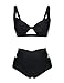 FeelinGirl Women's Sexy Criss Cross High Waist Bandage 2PCS Bikini Set Swimsuit,Black,M(US8-10)