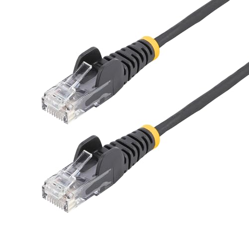 StarTech 0.5m Cat6 Slim Ethernet Cable, 100W PoE++, Black (N6PAT50CMBKS)