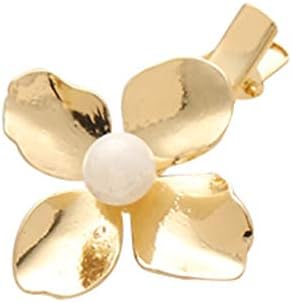 ballboU-Vintage Polished Metallic Gold Hair Clips, Girls Flower Shape Minimalist Imitation Pearl Anti Allergy Barrettes