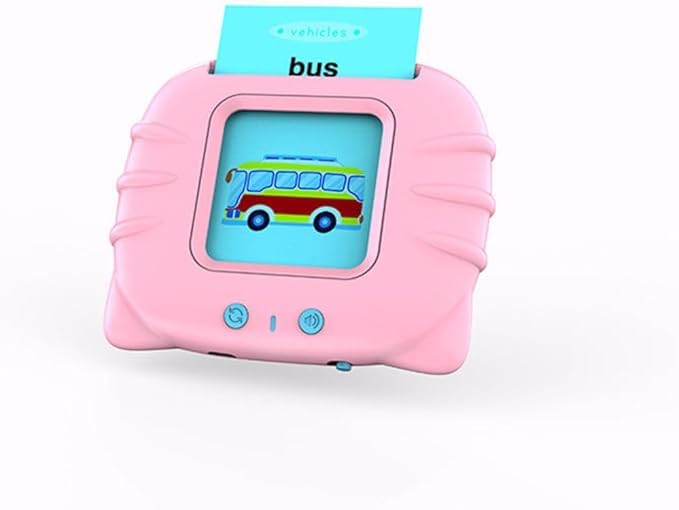 Brinquedo Educativo Montessori Leitor de Cartões Flash Cards Bilíngue Português Inglês 112 Cartas 224 Palavras Alfabetização Infantil Tablet Sonoro Interativo Recarregável Estimula Fala - ROSA (ROSA)