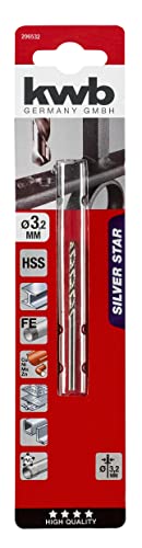 kwb Silver Star HSS Metal Drill Bit Ø 3.2 mm for Efficient Drilling with Power Tools - Up to 40% Faster, 50% Less Pressure