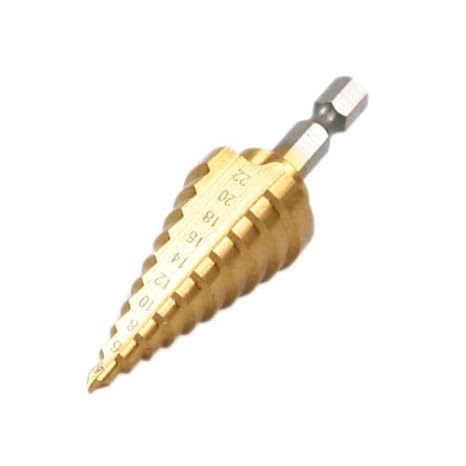 Generic HSS Titanium-Coated Step Drill Set 1/4" hex shank 4-22mm cutting tool Reamer