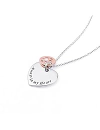 Collar con colgante de corazón de plata de ley para mujer y niña