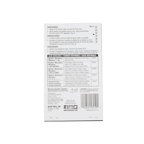 Klein Tools 56250 Wire Marker Book for Cable Management, Electric Panel Organization Wire Label Stickers, Numbered 1-48