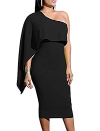 GOBLES Vestido de cóctel para dama de verano sexy con un hombro descubierto
