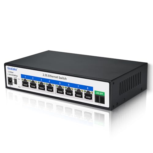 Goalake Multi-Gigabit Desktop-Switch, 8 Anschlüsse, 2,5 G, Nicht verwaltet, 8 Base-T Ports 2,5 G, 1 SFP+ 10 G, 802.3X Flusskontrolle, 2,5 Gbe Netzwerk