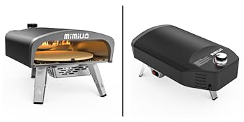 Mimiuo Gas Pizza Oven with Rotating Function for the Garden, Portable Pizza Oven Outdoor with 33 cm Round Pizza Stone and Pizza Shovel, Black (Global Patent)