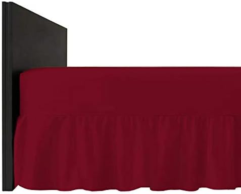 Mfabrics Poly-Cotton Extra Deep Fitted Valance Sheet - Easy Care, Machine Washable - Available in 20 Colours - 40cm Frilled - Single Double King Super King Pillowcase Pair (Wine, Single)