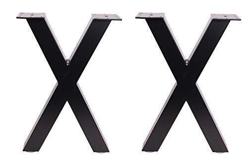 ECLV 18" Dining Bench Legs, X-Shaped Steel Table Legs, Coffee Table Legs,Computer Desk Legs,Industrial Kitchen Table Legs,Set of 2,Black (Black)