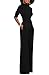 KISSMODA Womens Elegant Wide Leg Work Jumpsuits Long Fitted Romper Pants Half Sleeve with Belt (Medium, Black)