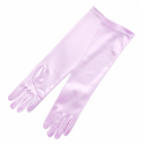 ZaZa Bridal Long Shiny Stretch Satin Dress Gloves For Girl 6BL-Light Pink/4-7yrs