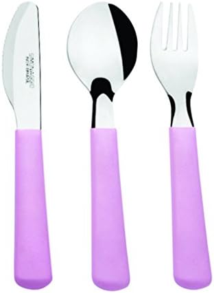 Simonaggio 3 Piece Colorful Toddler Flatware Set, Pink