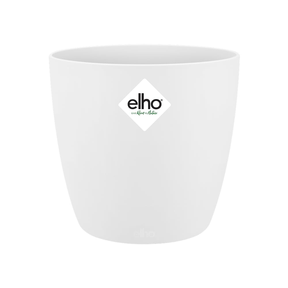 elho Brussels Round Mini 10.5 - Flower Pot for Indoor - 100% Recycled Plastic - Ø 11.0 x H 9.7 cm - White/White
