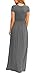 DEARCASE Maxi Dress for Women Grey XX-Large Crewneck Short Sleeves Wedding Guest A-line Casual Loose Party Vintage Spring Summer Beach Long Dresses with Pockets