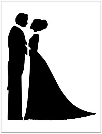 Mixed Media - Wedding Couple Stencil Marriage Bride Groom Love Silhouette 8.5