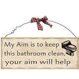 1 X 10'x4' Wooden Sign Decor - Bathroom Aim by Fuqua5