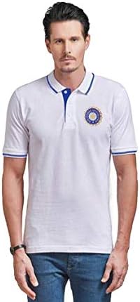 Crazy Prints Cotton White t Shirt with BCCI Logo Embroidery for Cricket Fans