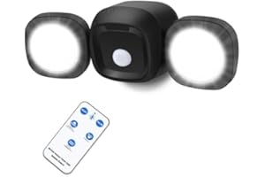 ITHIRD Battery-Operated Motion Sensor Outdoor Light with Remote Control: 3 Lighting Modes LED Flood Light, 3 Levels Brightness Motion Activated Security Lights for Outside House Garage Patio Shed, Black-1P