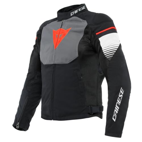 Dainese - Air Fast Tex Jacket, Summer Motorcycle Jacket, Quickdry Fabric, Soft Protections On Shoulders And Elbows, Mens Motorcycle Jacket, Black/Grey/White, 52