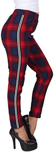 B POZITIVE BLUE & RED CHECKERED JEGGINGS TIGHTS FOR YOGA AND GYM