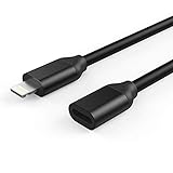 EMATETEK Extender Connector Cord Pass Video Audio Data and Charging. Female to Male Port 3Feet Black Extension Cable Made of Aluminum and PVC.