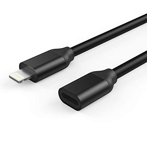 EMATETEK Extender Connector Cord Pass Video Audio Data and Charging. Female to Male Port 3Feet Black Extension Cable Made of Aluminum and PVC.