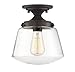 Trade Winds Lighting TW60044ORB 1-Light Transitional Schoolhouse Semi-Flush Mount Pendant Ceiling Light, 100 Watts, in Oil Rubbed Bronze