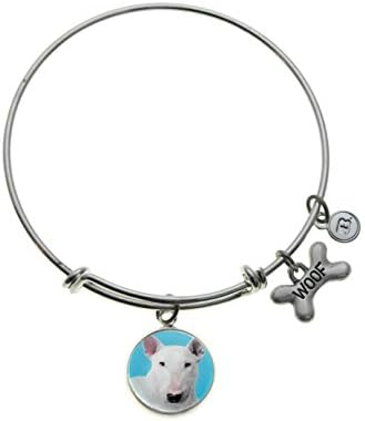 Top Dogs Bull Terrier Charm Silver Plated Adjustable Bangle Bracelet
