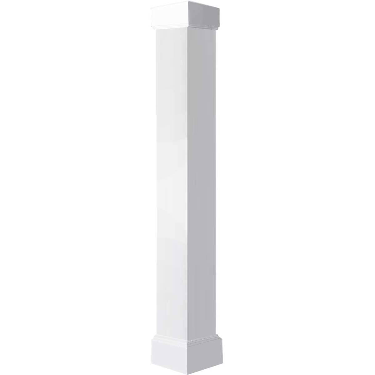 Ekena Millwork 10″W x 6’H Premium Square Non-Tapered Smooth PVC Endura-Craft Column Wrap Kit, Mission Capital & Base