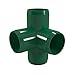 FORMUFIT 3/4” 4-Way Tee Furniture Grade PVC Fitting in Green, Made in USA, UV-Resistant, Impact-Proof, 1.050” Actual Socket Diameter (Pack of 8) - F0344WT-GR-8