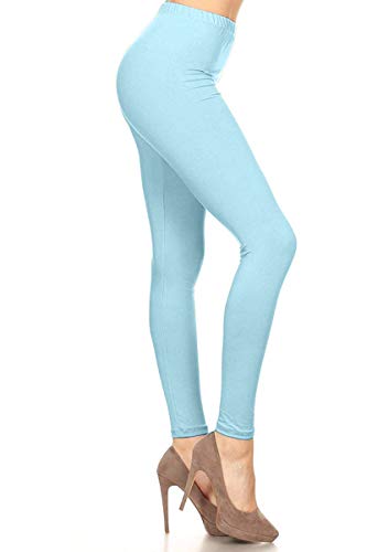 SXL128-SkyBlue Basic Solid Leggings, Plus Size