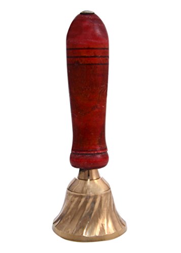 Hashcart Hindu Hand Held Bell - Brass & Wooden Puja Pooja Prayer Ghanti - Indian Hindu Festivals & Christmas (6 Inch) - Thumbnail 5