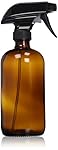Empty Amber Glass Spray Bottle - Large 16 oz Refillable Container is Great for Essential Oils, Homemade Cleaning Products, Aromatherapy - Durable Black Trigger Sprayer w/ Mist and Stream Setting