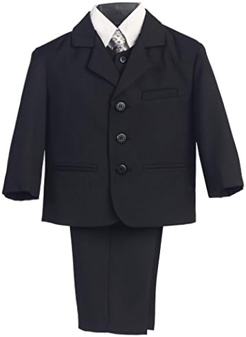 Avery Hill Boy's Black Dress Suit with Shirt Vest &amp; Tie (5 Piece) - 14 HUSKY