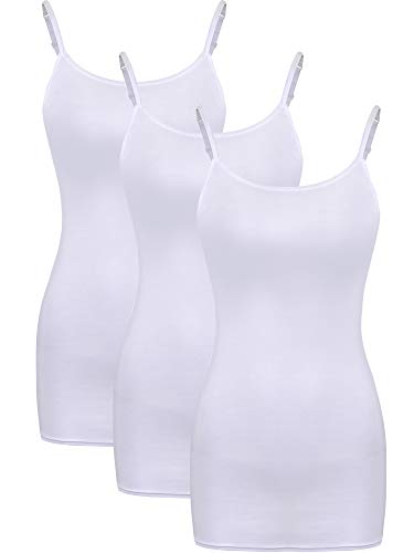 WILLBOND 3 Pieces Women Basic Layering Long Tanks Adjustable Spaghetti Strap Cami Camisole Tank Top (Color Set 4, XX-Large) - Thumbnail 5