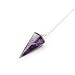Divination Pendulum Made of Natural Violet Amethyst Crystal for Dowsing Chakra Reiki. Pointed with Chain and Jewelry Pouch