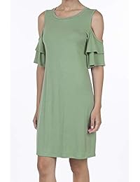 iliad USA vestido túnica de manga corta con volantes y hombros descubiertos para mujer