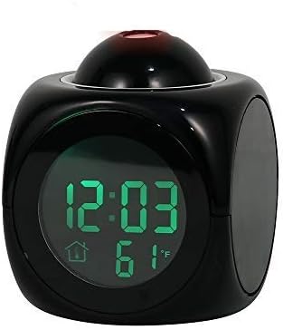 Amazon Co Jp Readygohigh 目覚まし時計 投影クロック 目覚まし時計 音声読み上げ 置き時計 プロジェクター 多機能 Ledデジタル 時間お知らせ 時間表示 音楽モード 投影アラーム 卓上時計 壁 天井投影 音量 輝度 投影角度 1 回転調整可能 温度計 カレンダー機能付き
