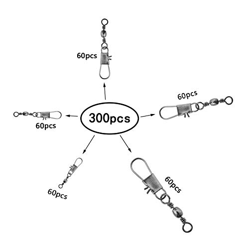 YINETTECH 300 Stücke Barrel Snap Wirbel Angeln Stecker mit Aufbewahrungsbox 6 8 10 12 14 Sicherheit Köder Leine… – Bild 6
