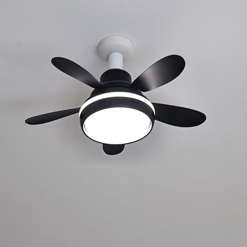 SPARKSOR Plug in Ceiling Fan Light with Remote Control Small Bayonet Screw in Bedroom Ceiling Fan, Energy Efficient Quiet, 55cm, Black