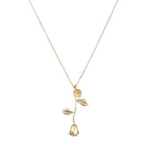 Fettero women gold dainty chain 14k gold fill 3d rose f…