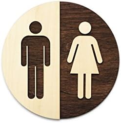 Round Half-Moon Contrasted Unisex Office Bathroom Sign - Restroom WC Signage - Various Sizes and Finishes